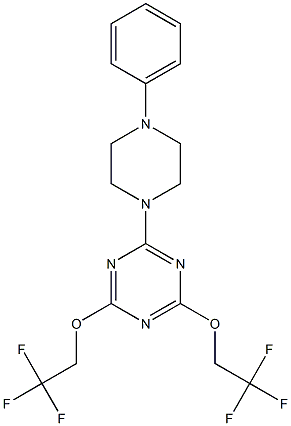 2-(4-phenyl-1-piperazinyl)-4,6-bis(2,2,2-trifluoroethoxy)-1,3,5-triazine Struktur