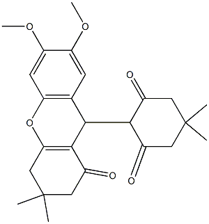 2-(6,7-dimethoxy-3,3-dimethyl-1-oxo-2,3,4,9-tetrahydro-1H-xanthen-9-yl)-5,5-dimethyl-1,3-cyclohexanedione Struktur