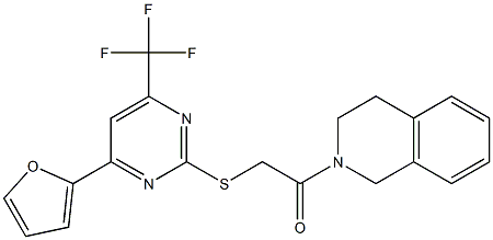 2-(3,4-dihydro-2(1H)-isoquinolinyl)-2-oxoethyl 4-(2-furyl)-6-(trifluoromethyl)-2-pyrimidinyl sulfide,,结构式