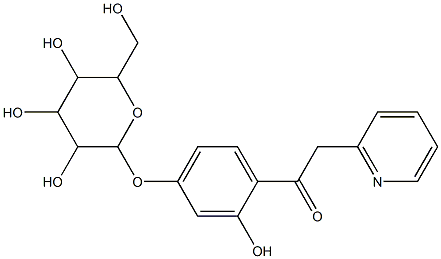 1-(2-hydroxy-4-{[3,4,5-trihydroxy-6-(hydroxymethyl)tetrahydro-2H-pyran-2-yl]oxy}phenyl)-2-(2-pyridinyl)ethanone Struktur