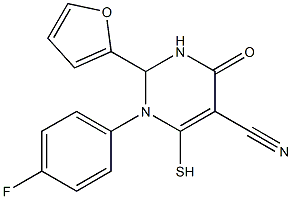 1-(4-fluorophenyl)-2-(2-furyl)-4-oxo-6-sulfanyl-1,2,3,4-tetrahydro-5-pyrimidinecarbonitrile,,结构式