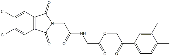 2-(3,4-dimethylphenyl)-2-oxoethyl {[(5,6-dichloro-1,3-dioxo-1,3-dihydro-2H-isoindol-2-yl)acetyl]amino}acetate,,结构式