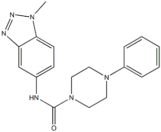 N-(1-methyl-1H-1,2,3-benzotriazol-5-yl)-4-phenyl-1-piperazinecarboxamide,,结构式