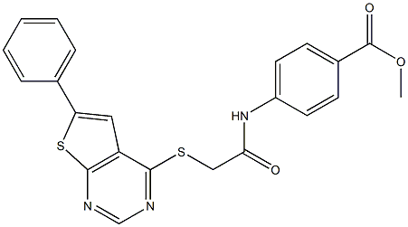methyl 4-({[(6-phenylthieno[2,3-d]pyrimidin-4-yl)sulfanyl]acetyl}amino)benzoate 结构式