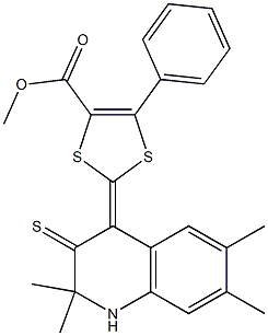 methyl 5-phenyl-2-(2,2,6,7-tetramethyl-3-thioxo-2,3-dihydro-4(1H)-quinolinylidene)-1,3-dithiole-4-carboxylate,,结构式