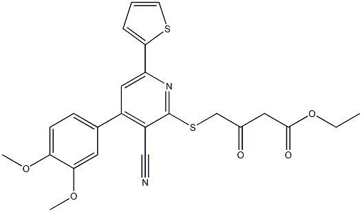 ethyl 4-{[3-cyano-4-(3,4-dimethoxyphenyl)-6-(2-thienyl)-2-pyridinyl]sulfanyl}-3-oxobutanoate Structure