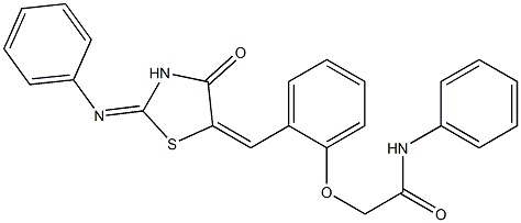 2-(2-{[4-oxo-2-(phenylimino)-1,3-thiazolidin-5-ylidene]methyl}phenoxy)-N-phenylacetamide Structure