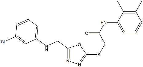 2-({5-[(3-chloroanilino)methyl]-1,3,4-oxadiazol-2-yl}sulfanyl)-N-(2,3-dimethylphenyl)acetamide,,结构式