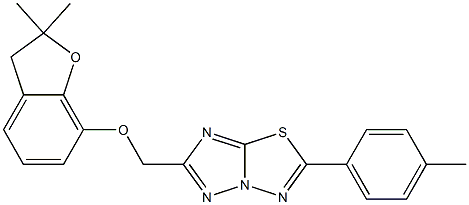 2,2-dimethyl-2,3-dihydro-1-benzofuran-7-yl [2-(4-methylphenyl)[1,2,4]triazolo[5,1-b][1,3,4]thiadiazol-6-yl]methyl ether 结构式