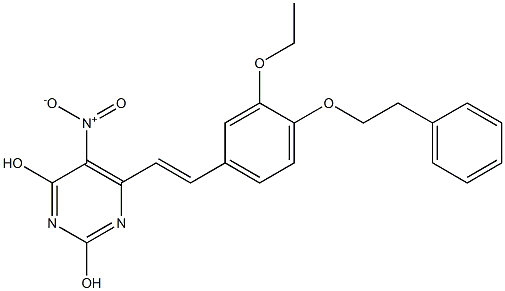 6-{2-[3-ethoxy-4-(2-phenylethoxy)phenyl]vinyl}-5-nitro-2,4-pyrimidinediol Structure