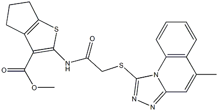 methyl 2-({[(5-methyl[1,2,4]triazolo[4,3-a]quinolin-1-yl)sulfanyl]acetyl}amino)-5,6-dihydro-4H-cyclopenta[b]thiophene-3-carboxylate Struktur