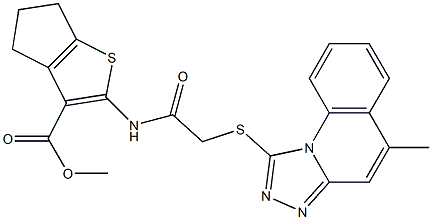 methyl 2-({[(5-methyl[1,2,4]triazolo[4,3-a]quinolin-1-yl)sulfanyl]acetyl}amino)-5,6-dihydro-4H-cyclopenta[b]thiophene-3-carboxylate,,结构式