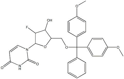 1-(5-{[bis(4-methoxyphenyl)(phenyl)methoxy]methyl}-3-fluoro-4-hydroxytetrahydro-2-furanyl)-2,4(1H,3H)-pyrimidinedione,,结构式