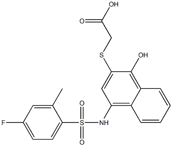 [(4-{[(4-fluoro-2-methylphenyl)sulfonyl]amino}-1-hydroxy-2-naphthyl)sulfanyl]acetic acid Struktur