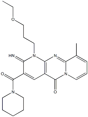 1-(3-ethoxypropyl)-2-imino-10-methyl-3-(1-piperidinylcarbonyl)-1,2-dihydro-5H-dipyrido[1,2-a:2,3-d]pyrimidin-5-one Structure