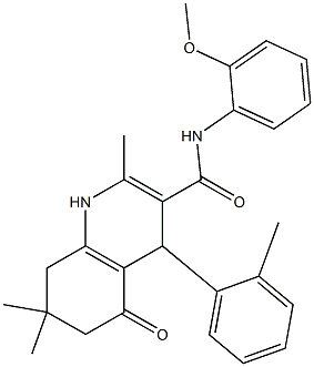 N-(2-methoxyphenyl)-2,7,7-trimethyl-4-(2-methylphenyl)-5-oxo-1,4,5,6,7,8-hexahydro-3-quinolinecarboxamide Structure