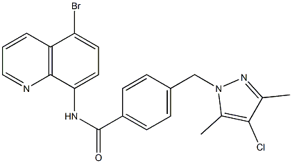 N-(5-bromo-8-quinolinyl)-4-[(4-chloro-3,5-dimethyl-1H-pyrazol-1-yl)methyl]benzamide 结构式