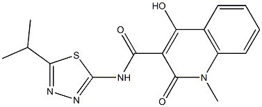 4-hydroxy-N-(5-isopropyl-1,3,4-thiadiazol-2-yl)-1-methyl-2-oxo-1,2-dihydro-3-quinolinecarboxamide Struktur