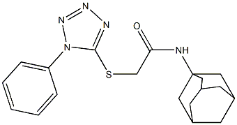 N-(1-adamantyl)-2-[(1-phenyl-1H-tetraazol-5-yl)sulfanyl]acetamide,,结构式