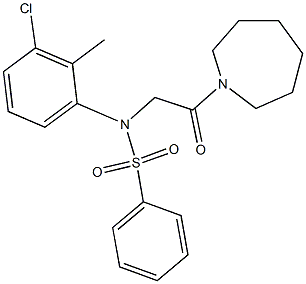 N-[2-(1-azepanyl)-2-oxoethyl]-N-(3-chloro-2-methylphenyl)benzenesulfonamide 化学構造式