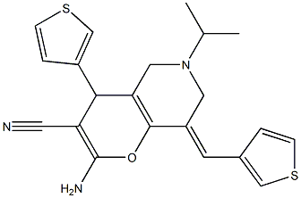 2-amino-6-isopropyl-4-(3-thienyl)-8-(3-thienylmethylene)-5,6,7,8-tetrahydro-4H-pyrano[3,2-c]pyridine-3-carbonitrile Structure