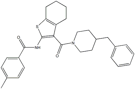 N-{3-[(4-benzyl-1-piperidinyl)carbonyl]-4,5,6,7-tetrahydro-1-benzothien-2-yl}-4-methylbenzamide Struktur