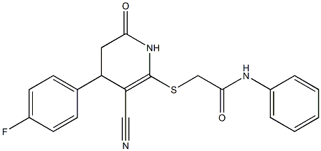 2-{[3-cyano-4-(4-fluorophenyl)-6-oxo-1,4,5,6-tetrahydro-2-pyridinyl]sulfanyl}-N-phenylacetamide|