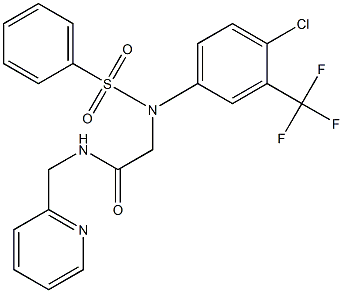 2-[4-chloro(phenylsulfonyl)-3-(trifluoromethyl)anilino]-N-(2-pyridinylmethyl)acetamide,,结构式