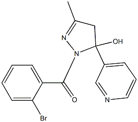 1-(2-bromobenzoyl)-3-methyl-5-(3-pyridinyl)-4,5-dihydro-1H-pyrazol-5-ol 化学構造式