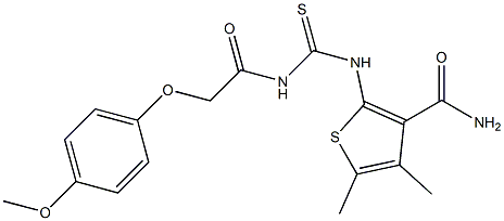 2-[({[(4-methoxyphenoxy)acetyl]amino}carbothioyl)amino]-4,5-dimethyl-3-thiophenecarboxamide Struktur