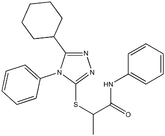 2-[(5-cyclohexyl-4-phenyl-4H-1,2,4-triazol-3-yl)sulfanyl]-N-phenylpropanamide,,结构式