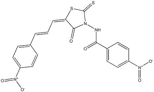 4-nitro-N-[5-(3-{4-nitrophenyl}-2-propenylidene)-4-oxo-2-thioxo-1,3-thiazolidin-3-yl]benzamide Structure