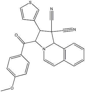 3-(4-methoxybenzoyl)-2-(3-thienyl)-2,3-dihydropyrrolo[2,1-a]isoquinoline-1,1(10bH)-dicarbonitrile Struktur