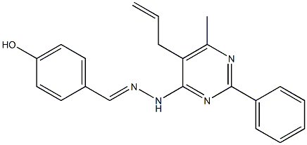 4-hydroxybenzaldehyde (5-allyl-6-methyl-2-phenyl-4-pyrimidinyl)hydrazone 化学構造式