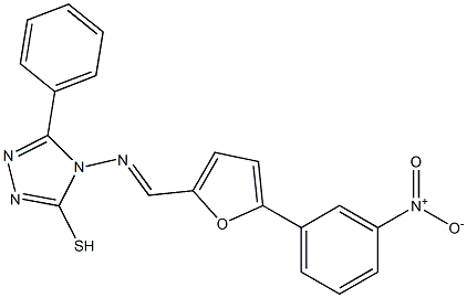 4-{[(5-{3-nitrophenyl}-2-furyl)methylene]amino}-3-phenyl-5-sulfanyl-4H-1,2,4-triazole Structure