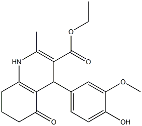 ethyl 4-(4-hydroxy-3-methoxyphenyl)-2-methyl-5-oxo-1,4,5,6,7,8-hexahydro-3-quinolinecarboxylate Structure