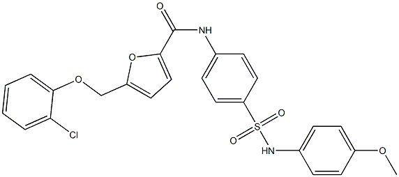 5-[(2-chlorophenoxy)methyl]-N-{4-[(4-methoxyanilino)sulfonyl]phenyl}-2-furamide 化学構造式