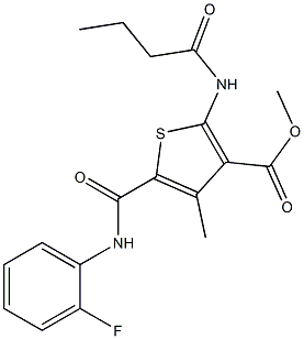 methyl 2-(butanoylamino)-5-{[(2-fluorophenyl)amino]carbonyl}-4-methylthiophene-3-carboxylate Structure