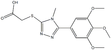 ({4-methyl-5-[3,4,5-tris(methyloxy)phenyl]-4H-1,2,4-triazol-3-yl}sulfanyl)acetic acid Struktur