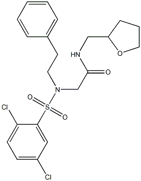 2-[[(2,5-dichlorophenyl)sulfonyl](2-phenylethyl)amino]-N-(tetrahydrofuran-2-ylmethyl)acetamide Structure