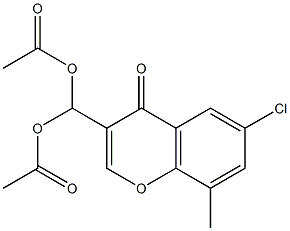 (acetyloxy)(6-chloro-8-methyl-4-oxo-4H-chromen-3-yl)methyl acetate,,结构式