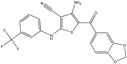 4-amino-5-(1,3-benzodioxol-5-ylcarbonyl)-2-[3-(trifluoromethyl)anilino]-3-thiophenecarbonitrile
