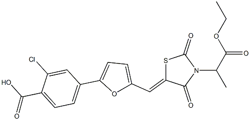  2-chloro-4-(5-{[3-(2-ethoxy-1-methyl-2-oxoethyl)-2,4-dioxo-1,3-thiazolidin-5-ylidene]methyl}-2-furyl)benzoic acid