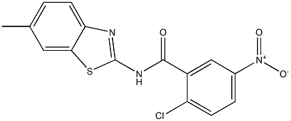 2-chloro-5-nitro-N-(6-methyl-1,3-benzothiazol-2-yl)benzamide 结构式