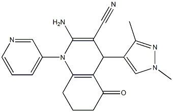 2-amino-4-(1,3-dimethyl-1H-pyrazol-4-yl)-5-oxo-1-pyridin-3-yl-1,4,5,6,7,8-hexahydroquinoline-3-carbonitrile Struktur