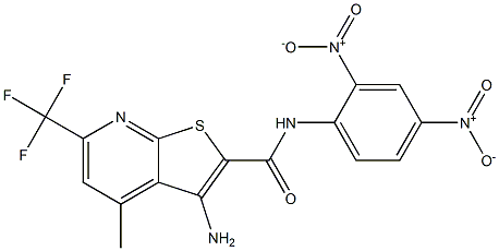 3-amino-N-{2,4-bisnitrophenyl}-4-methyl-6-(trifluoromethyl)thieno[2,3-b]pyridine-2-carboxamide Struktur