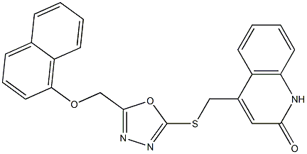 4-[({5-[(naphthalen-1-yloxy)methyl]-1,3,4-oxadiazol-2-yl}sulfanyl)methyl]quinolin-2(1H)-one Structure