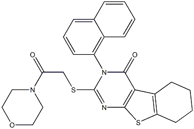 2-{[2-(4-morpholinyl)-2-oxoethyl]sulfanyl}-3-(1-naphthyl)-5,6,7,8-tetrahydro[1]benzothieno[2,3-d]pyrimidin-4(3H)-one Structure