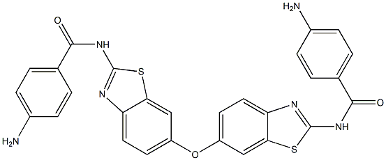 4-amino-N-[6-({2-[(4-aminobenzoyl)amino]-1,3-benzothiazol-6-yl}oxy)-1,3-benzothiazol-2-yl]benzamide 化学構造式