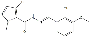 4-chloro-N'-(2-hydroxy-3-methoxybenzylidene)-1-methyl-1H-pyrazole-5-carbohydrazide,,结构式